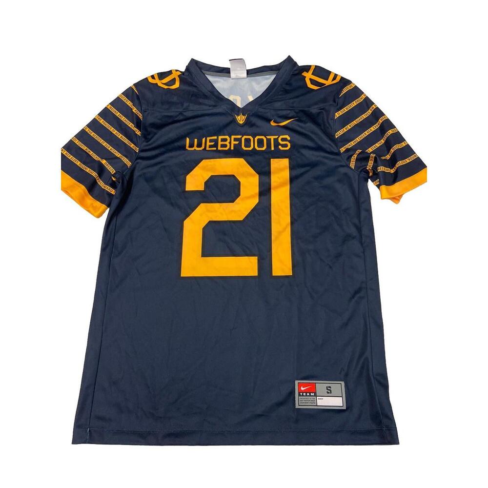 Mens NIKE Blue Oregon Ducks #21 "Webfoots" Throwback Football Jersey Sz S
